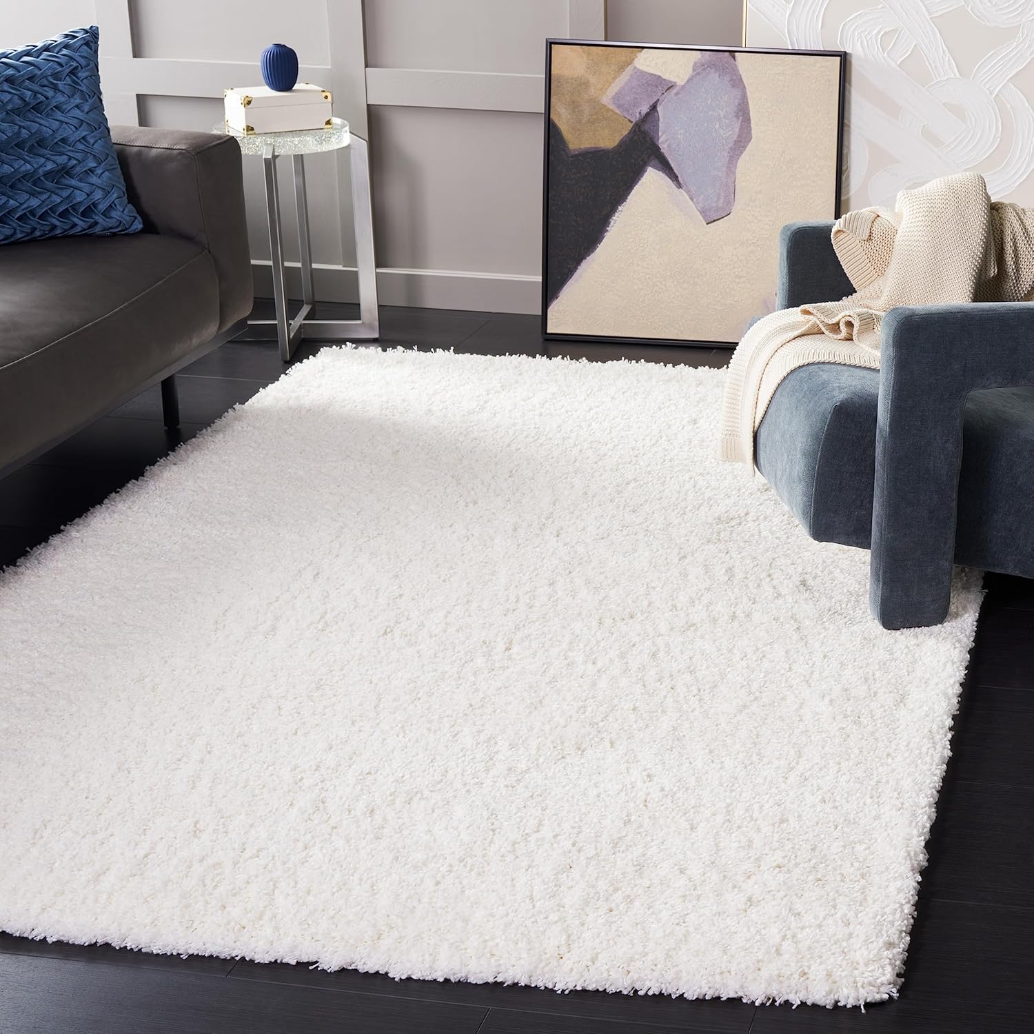 Area Rug - 5'3" x 7'6", White, Non-Shedding