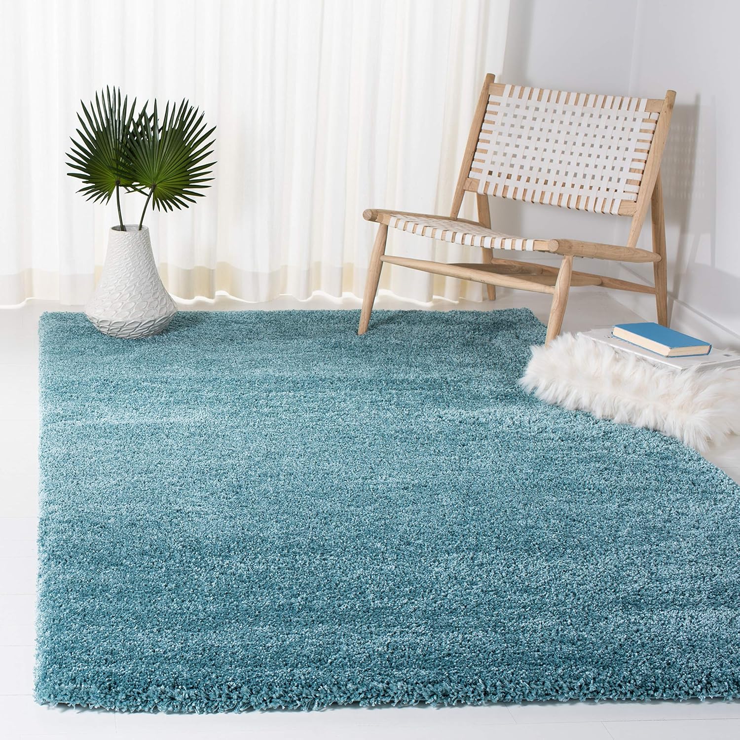 Area Rug - 5'1" x 8', Aqua Blue, Solid Design