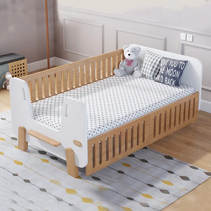 Small Wooden Convertible Kids Toddler Bed