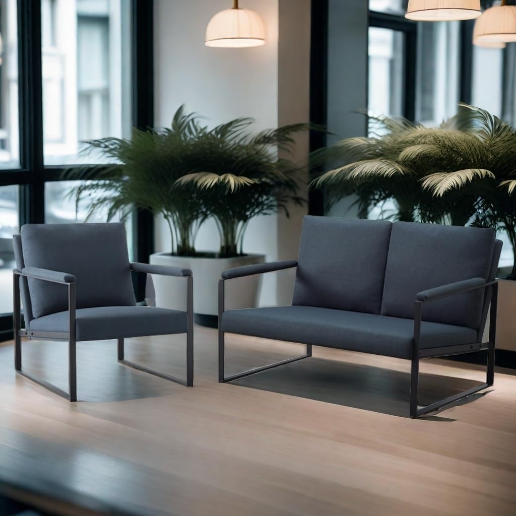 Living Room Chairs Set of 3 Blue