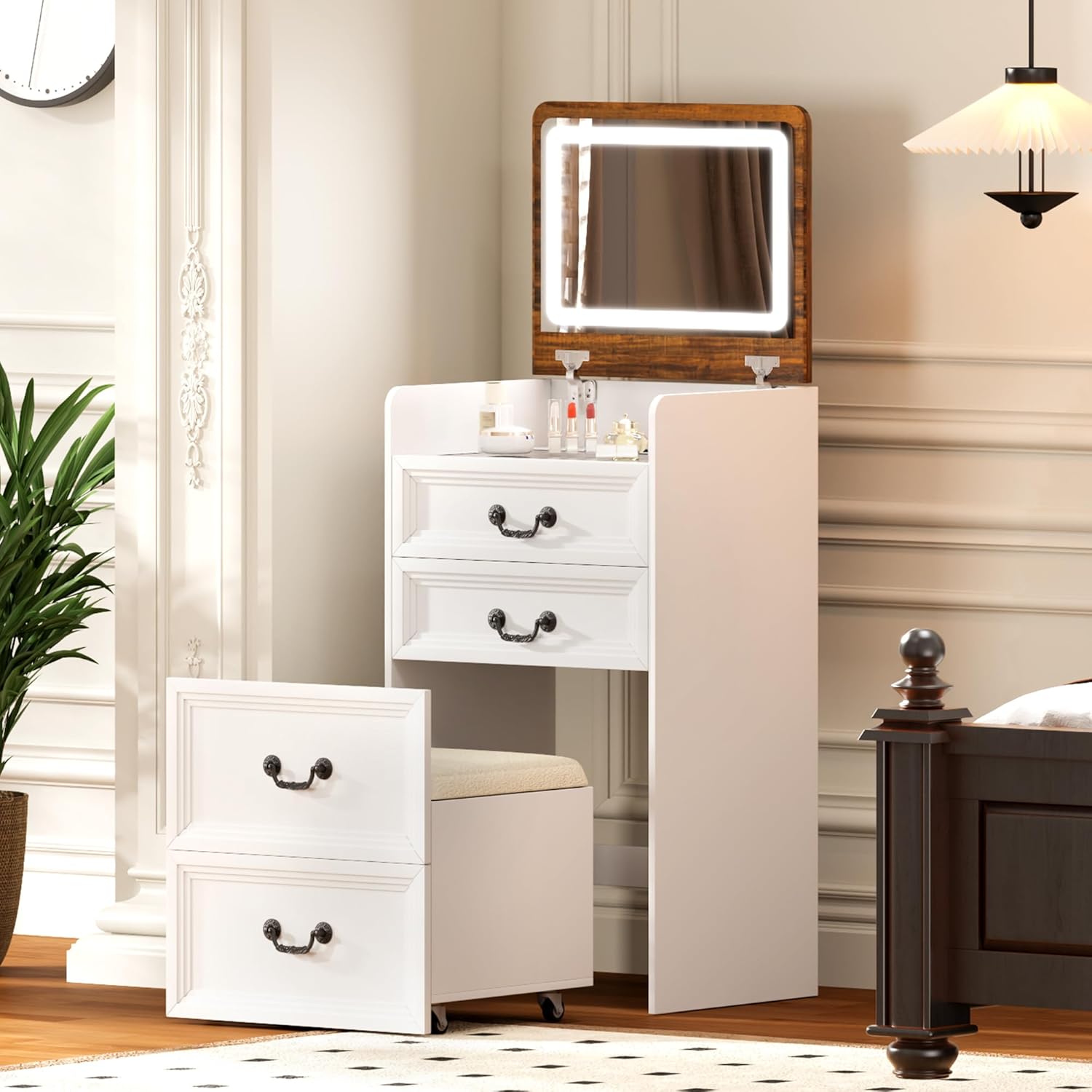 3 in 1 Vanity Desk with Hidden Chair