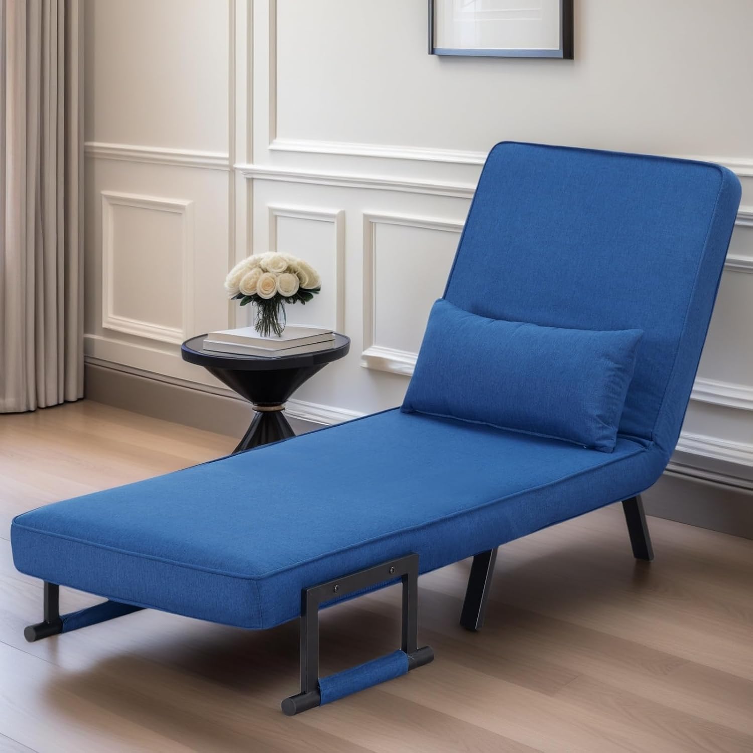 Sleeper Chair for Adult, Blue Sleep Chair Bed with 5-Position
