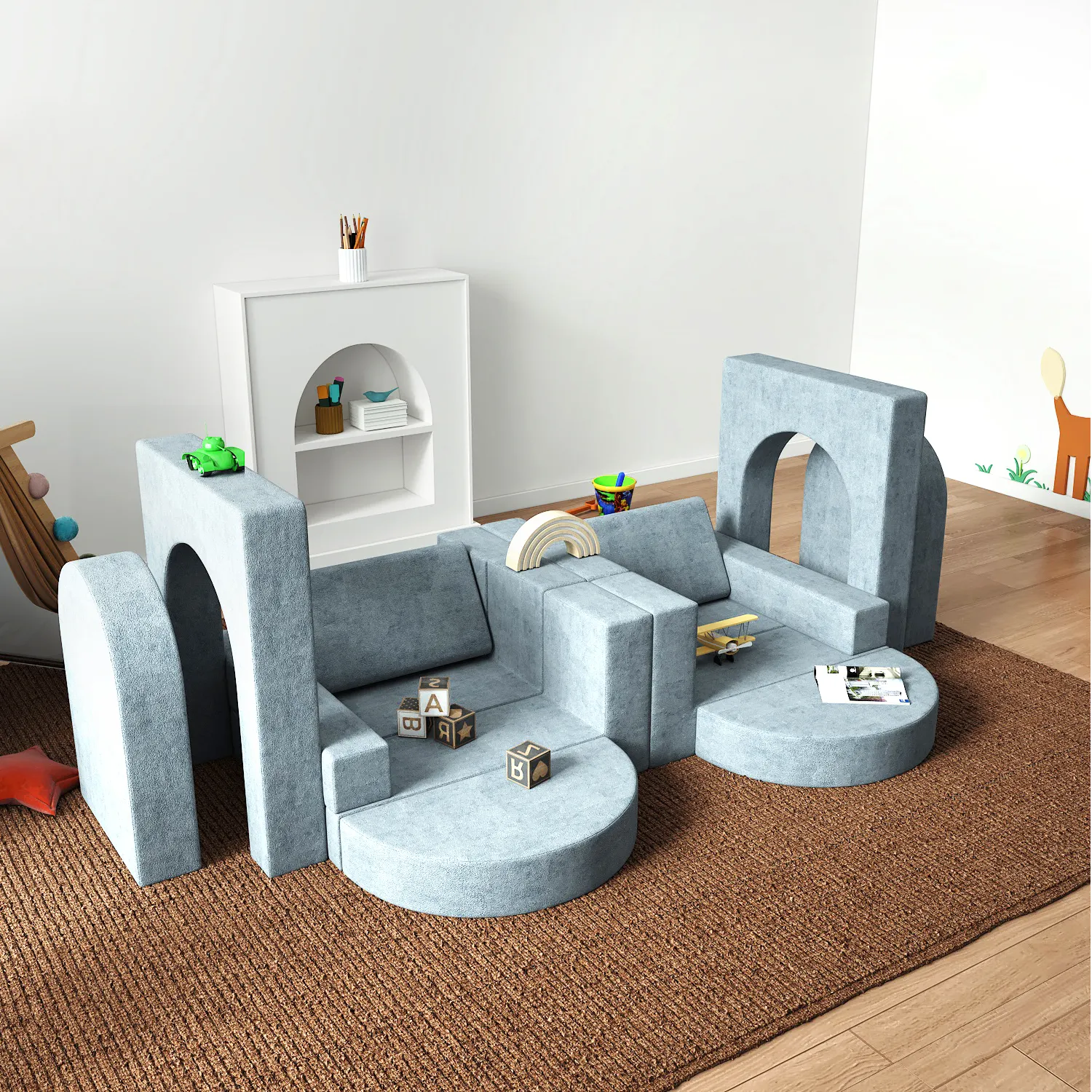 Toddler Sectional Play Convertible Foam Couch Playing Sofa