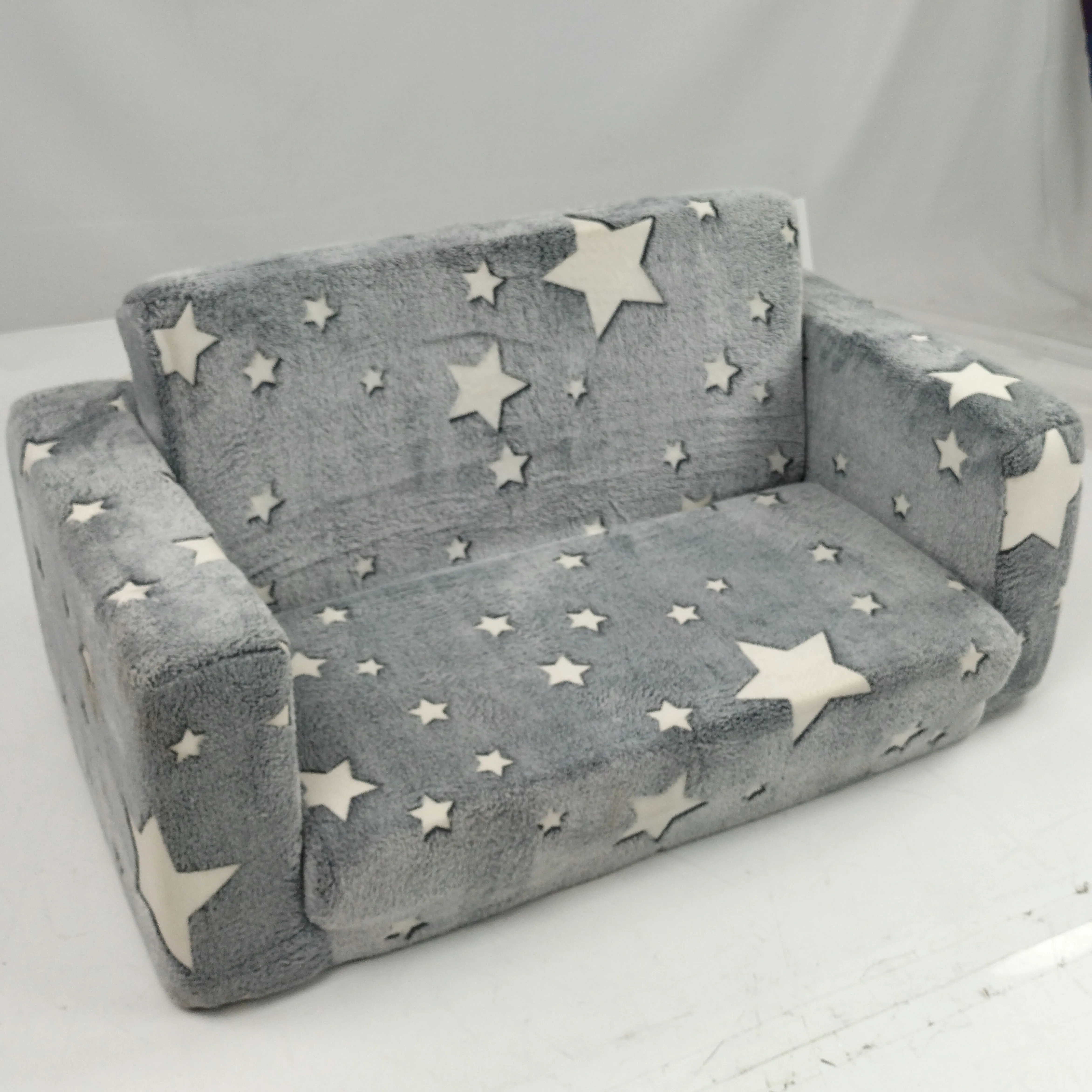 2-in-1 Soft Sherpa Couch Convertible Kids Chair